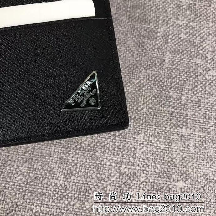 PRADA普拉達 專櫃最新爆款 頂級原單十字紋牛皮 男士卡包 2MC223 DD1953